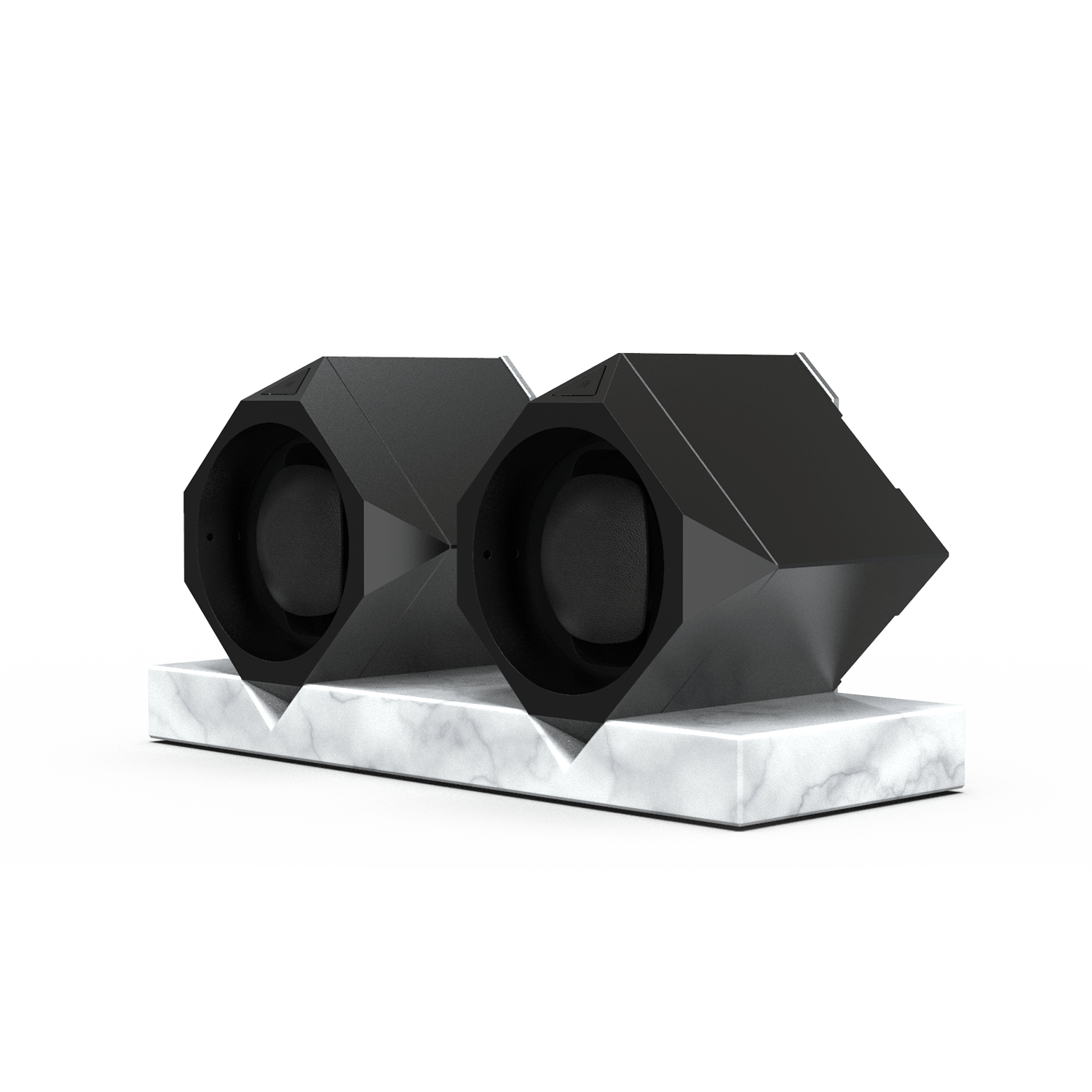 Time Machine watch winder double stand 2 marble black aluminium two timepeace smart app