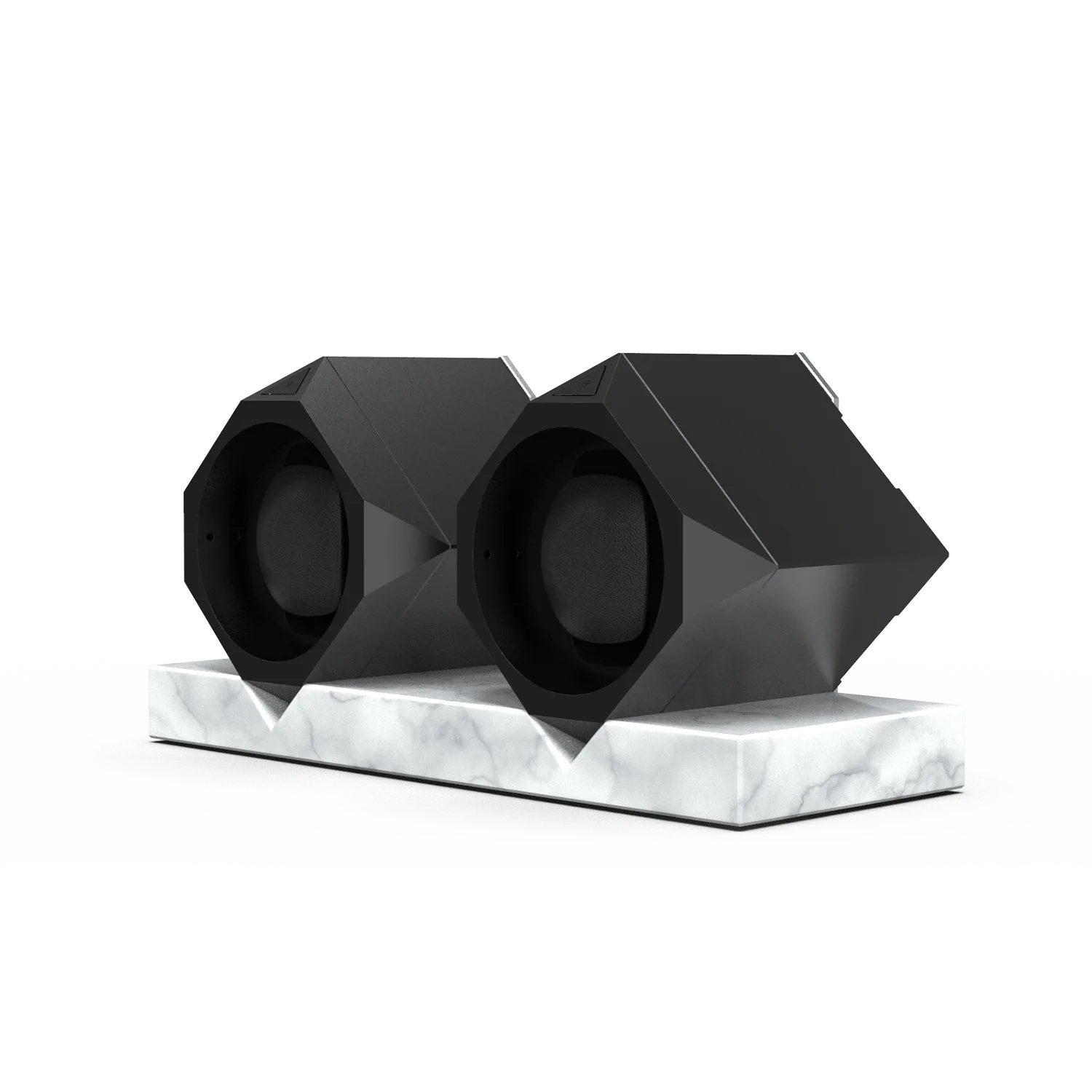 Time Machine watch winder double stand 2 marble black aluminium two timepeace smart app